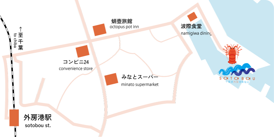 外房漁業組合までの地図